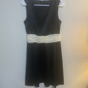 Just...Taylor Black Midi Dress with Cream Waistband Accent